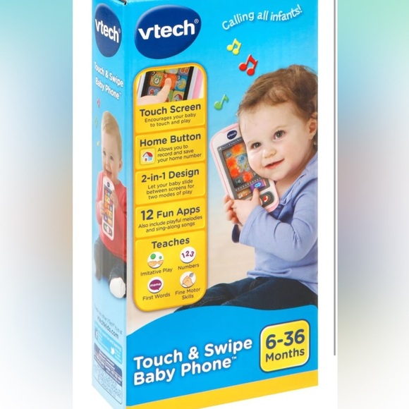 VTech Touch and Swipe Baby Phone Toy - Pink and White - Picture 1 of 6